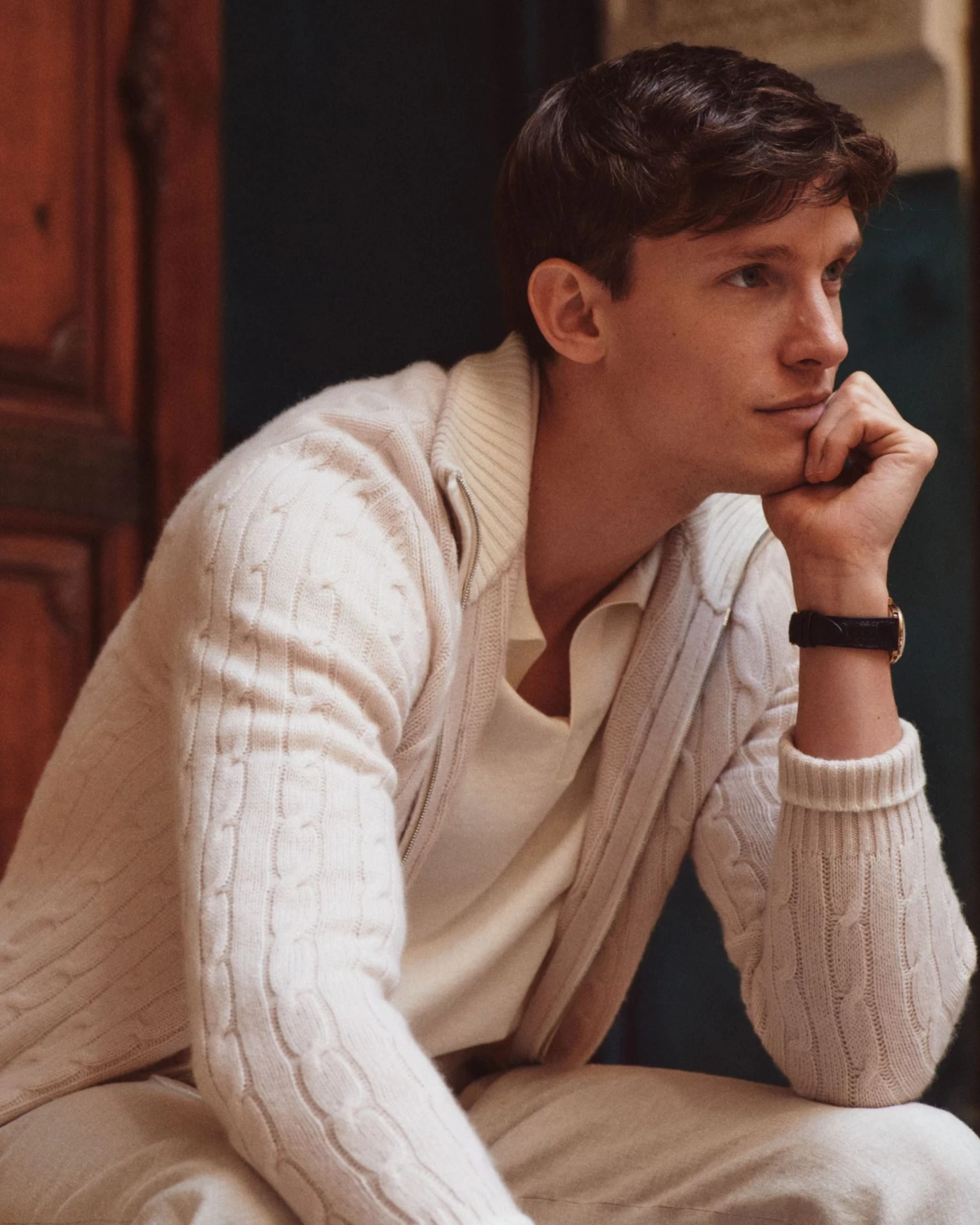 Men's Polo Cotton Cashmere T-Shirt New Ivory White 9 Men's Polo Cotton Cashmere T-Shirt New Ivory White - Image 7