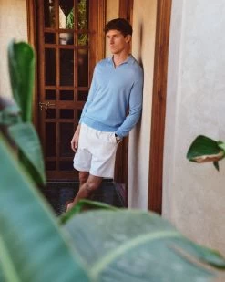 Men's Padstow Cotton Cashmere Polo Shirt Cornflower Blue 13 Men's Padstow Cotton Cashmere Polo Shirt Cornflower Blue -Cozy Fashion Shop 14 2311 AS NPEAL 14 1202