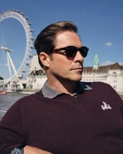 007 Short Sleeve Cotton Cashmere Collared Polo T Shirt Smoke Grey