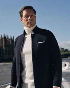 007 Milano Knitted Cashmere Jacket Navy Blue