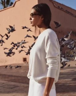 Women's Metal Trim Round Neck Jumper Ivory White Sparkle 18 Women's Metal Trim Round Neck Jumper Ivory White Sparkle -Cozy Fashion Shop 2311 AS NPEAL 03 0424