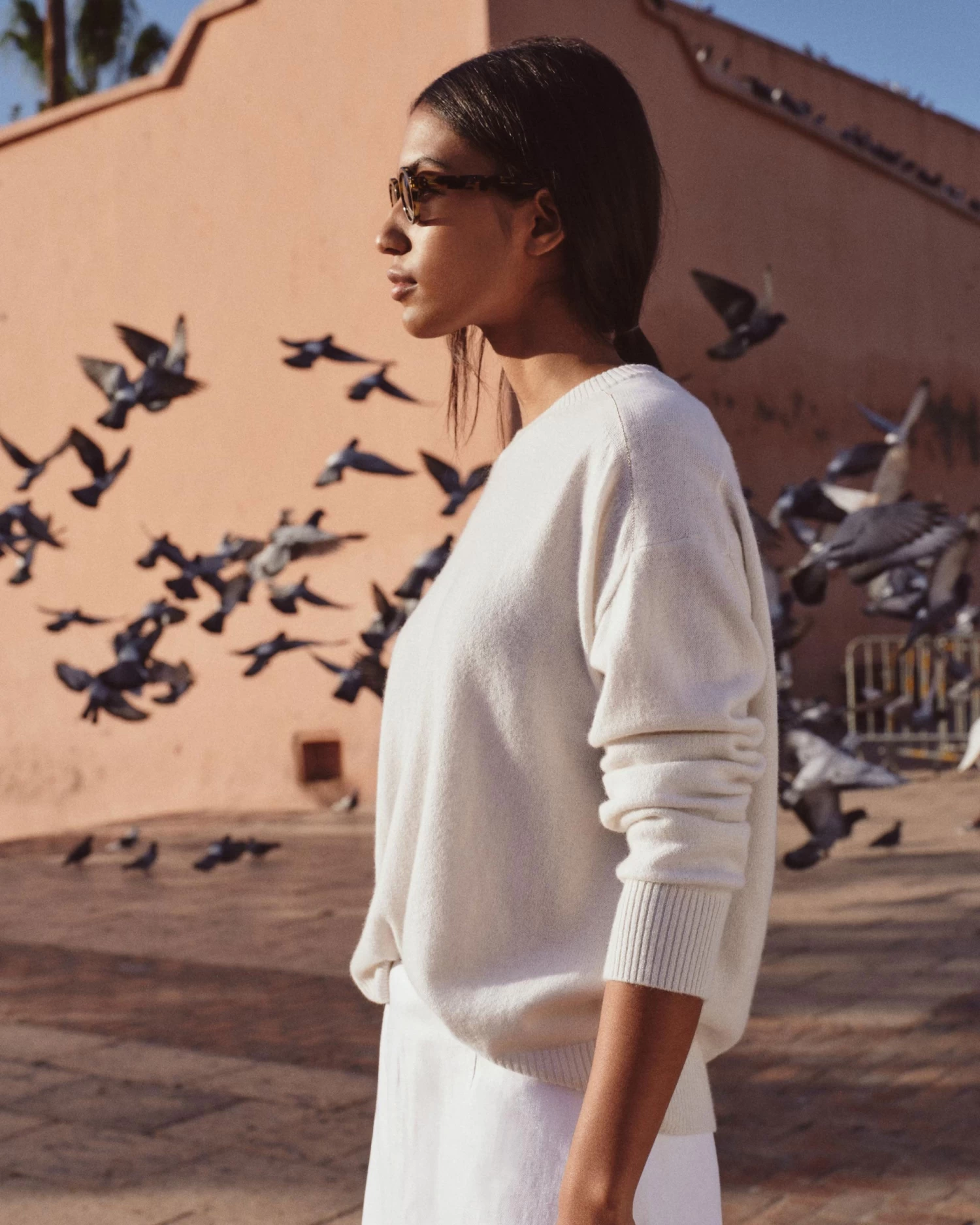 Women's Metal Trim Round Neck Jumper Ivory White Sparkle 9 Women's Metal Trim Round Neck Jumper Ivory White Sparkle - Image 7