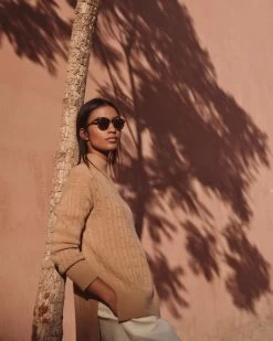 Women's Esme Cable Mock Neck Cashmere Jumper Sahara Brown 13 Women's Esme Cable Mock Neck Cashmere Jumper Sahara Brown -Cozy Fashion Shop 2311 AS NPEAL 04 0499