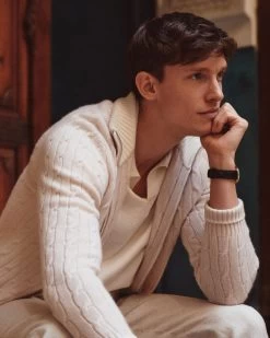 Men's Contrast Cable Full Zip Cashmere Jumper Ecru White 13 Men's Contrast Cable Full Zip Cashmere Jumper Ecru White -Cozy Fashion Shop 2311 AS NPEAL 11 1009