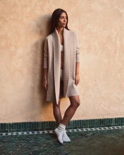 Women's Abbey Cashmere Cardigan Oatmeal Brown -Cozy Fashion Shop 2311 AS NPEAL 24 1617