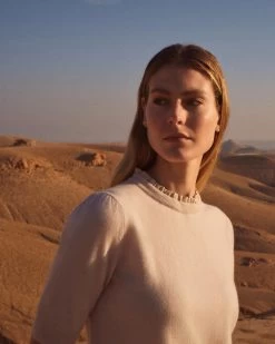 Women's Ruffle Trim Cashmere T-Shirt Almond White 15 Women's Ruffle Trim Cashmere T-Shirt Almond White -Cozy Fashion Shop 2311 AS NPEAL 37 2432 1