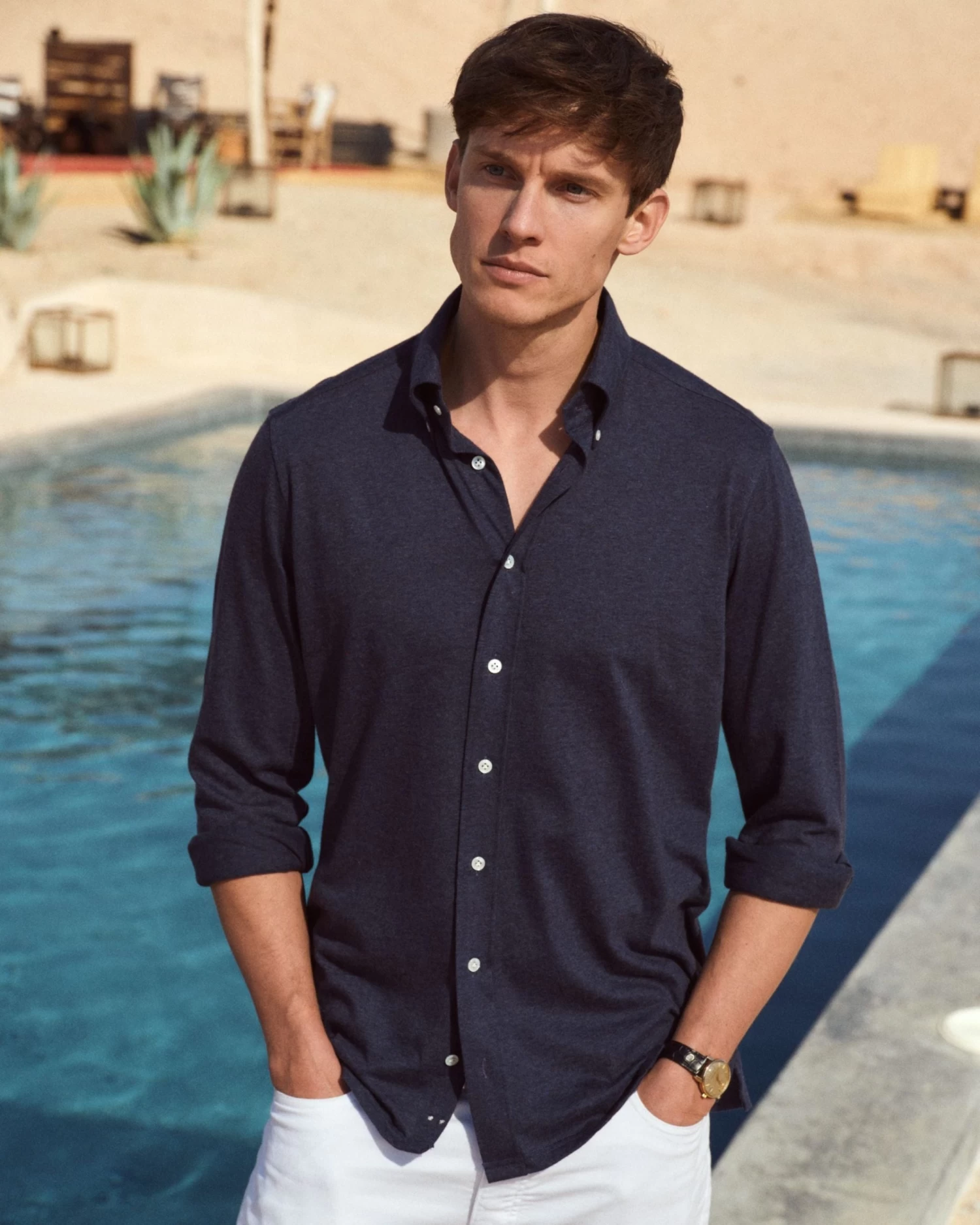 Men's Button Down Collar Shirt Navy Blue 8 Men's Button Down Collar Shirt Navy Blue - Image 6