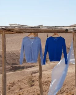 Women's Lara V Neck Cashmere Cardigan Cornflower Blue -Cozy Fashion Shop 2311 AS NPEAL 44 26812