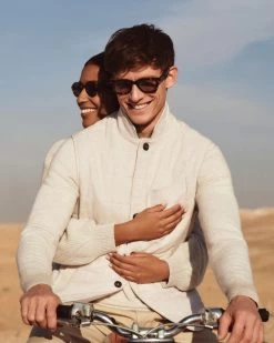 Men's Seville Linen Gilet Beige Brown -Cozy Fashion Shop 2311 AS NPEAL 48 3028 2