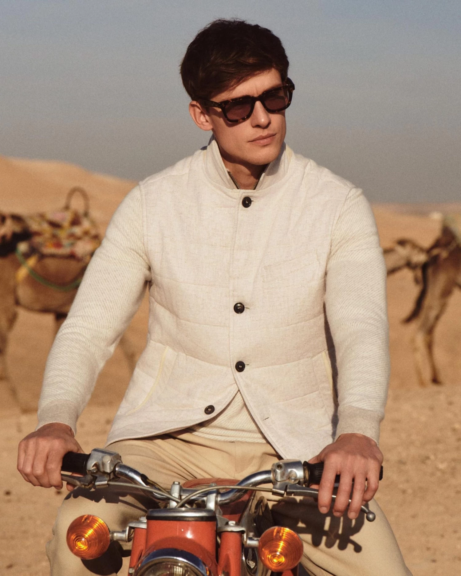 Men's Diagonal Stripe Half Zip Cashmere Jumper Sand Brown 9 Men's Diagonal Stripe Half Zip Cashmere Jumper Sand Brown - Image 7