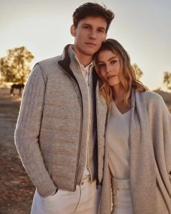 Women's Rib Cashmere Cardigan Pebble Grey -Cozy Fashion Shop 2311 AS NPEAL 56 3487