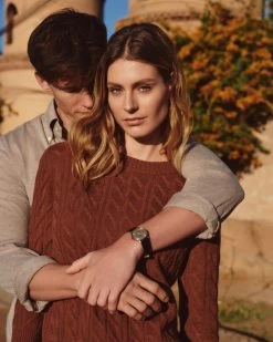 Women's Emilia Cable Round Neck Cashmere Jumper Terracotta Brown 16 Women's Emilia Cable Round Neck Cashmere Jumper Terracotta Brown -Cozy Fashion Shop 2311 AS NPEAL 61 3744