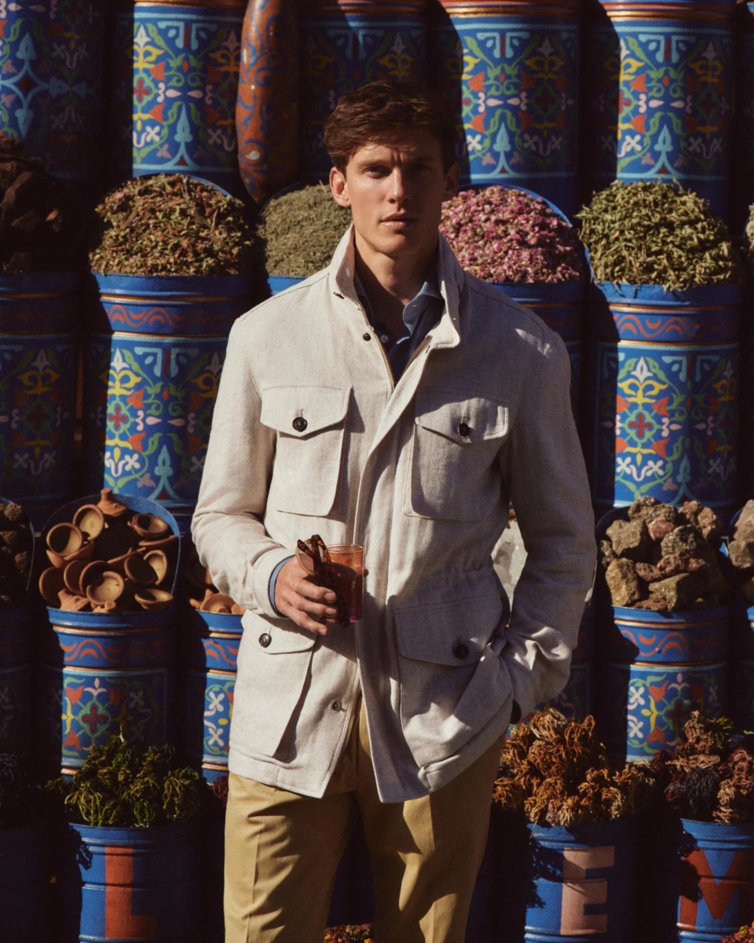 Men's Hampton Linen Jacket Beige Brown 10 Men's Hampton Linen Jacket Beige Brown - Image 8