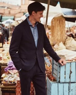 Men's Amalfi Linen Jacket Navy Blue -Cozy Fashion Shop 2311 AS NPEAL 65 4107