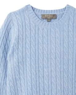 Cable Cashmere Jumper Cornflower Blue -Cozy Fashion Shop AW21 NPC000033B C31 3