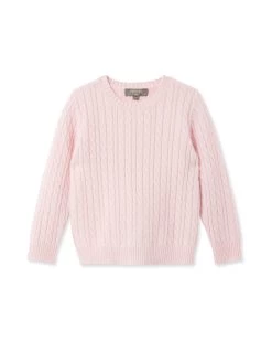 Cable Cashmere Jumper Pale Pink