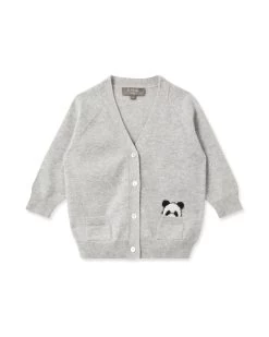 Panda Pocket Cashmere Cardigan Fumo Grey