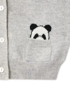 Panda Pocket Cashmere Cardigan Fumo Grey -Cozy Fashion Shop AW21 NPC000044 FNI 3