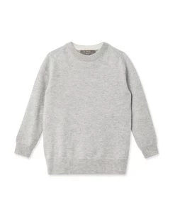 Boys Round Neck Cashmere Jumper Fumo Grey