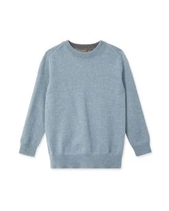 Boys Round Neck Cashmere Jumper Heather Blue