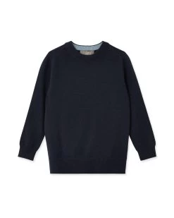 Boys Round Neck Cashmere Jumper Navy Blue