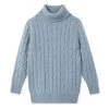 Boys Cable Roll Neck Cashmere Jumper Heather Blue -Cozy Fashion Shop AW21 NPC000299B H16 1