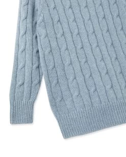 Boys Cable Roll Neck Cashmere Jumper Heather Blue -Cozy Fashion Shop AW21 NPC000299B H16 4