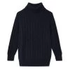 Boys Cable Roll Neck Cashmere Jumper Navy Blue