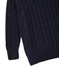 Boys Cable Roll Neck Cashmere Jumper Navy Blue -Cozy Fashion Shop AW21 NPC000299B N69 4