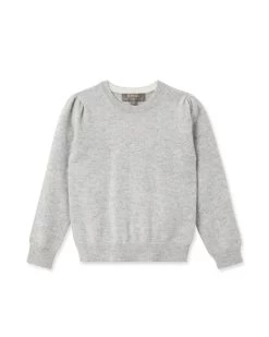 Girls Round Neck Cashmere Jumper Fumo Grey