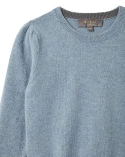 Girls Round Neck Cashmere Jumper Heather Blue -Cozy Fashion Shop AW21 NPC000928B H16 3