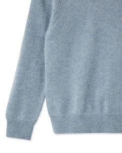 Girls Round Neck Cashmere Jumper Heather Blue -Cozy Fashion Shop AW21 NPC000928B H16 4