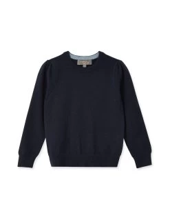 Girls Round Neck Cashmere Jumper Navy Blue