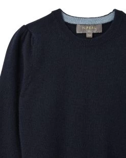 Girls Round Neck Cashmere Jumper Navy Blue -Cozy Fashion Shop AW21 NPC000928B N69 3