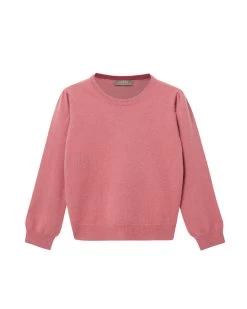 Girls Round Neck Cashmere Jumper Heather Pink