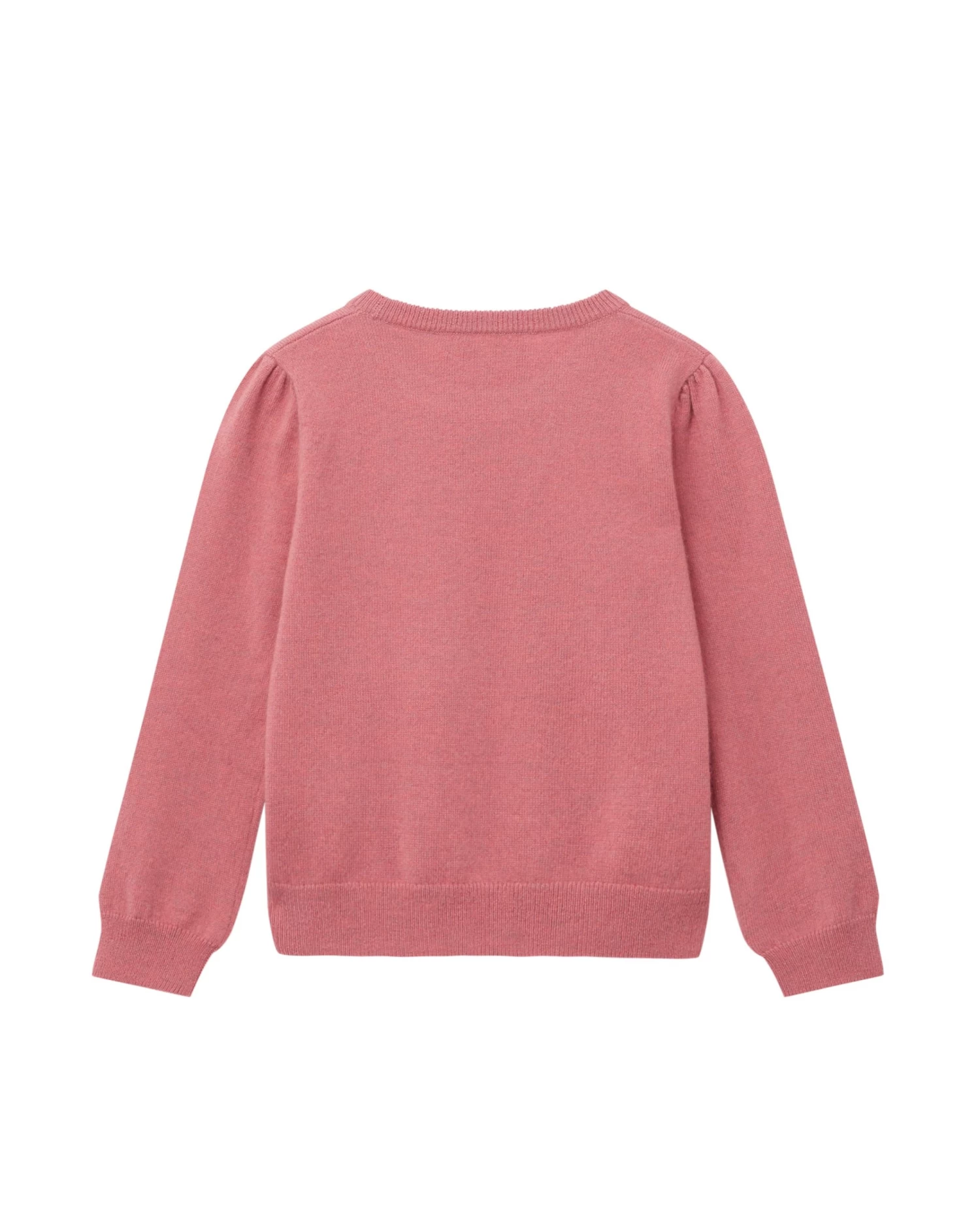 Girls Round Neck Cashmere Jumper Heather Pink 4 Girls Round Neck Cashmere Jumper Heather Pink - Image 2