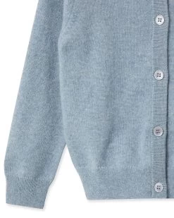 Girls Round Neck Cashmere Cardigan Heather Blue -Cozy Fashion Shop AW21 NPC001802B H18 4
