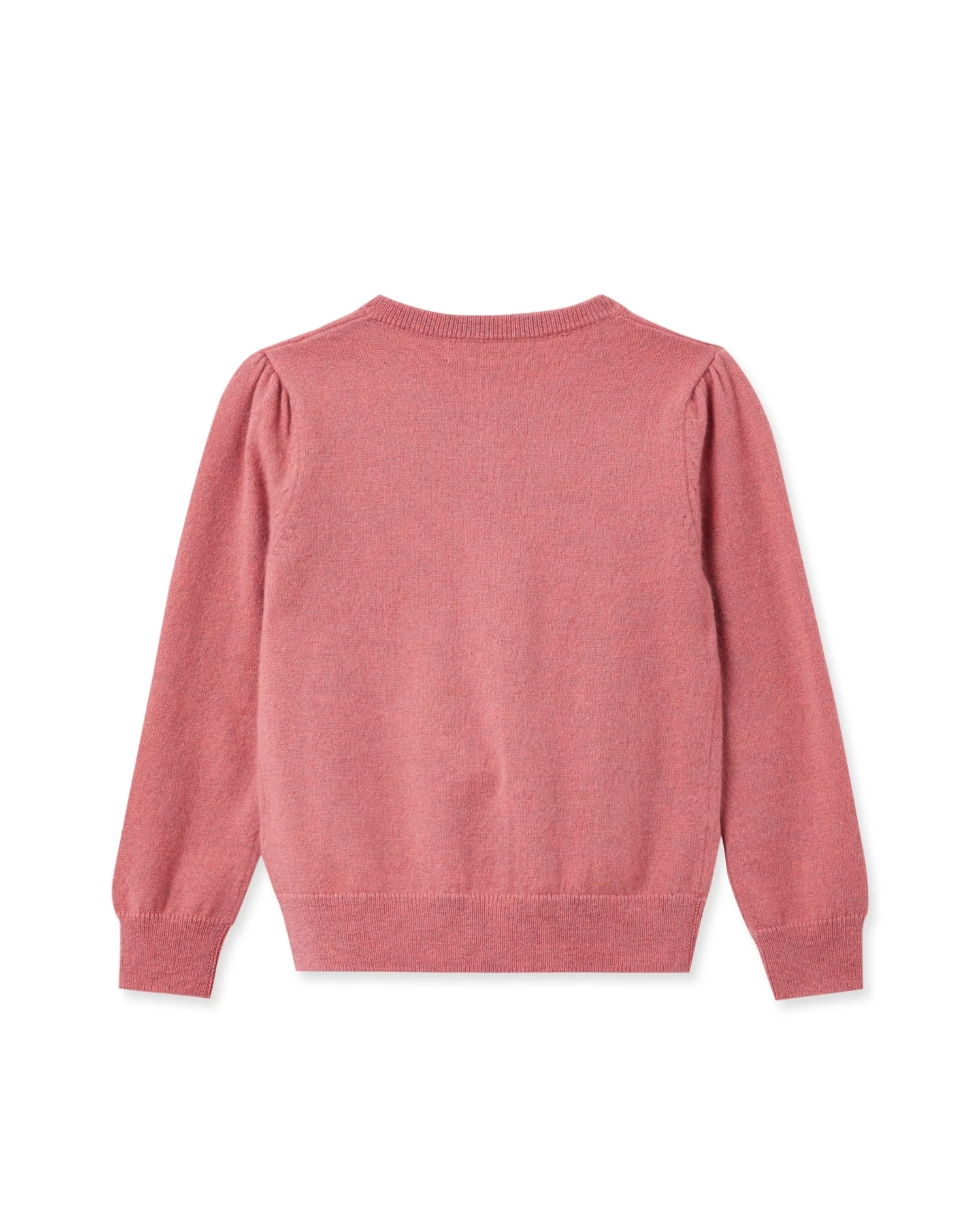 Girls Round Neck Cashmere Cardigan Heather Pink 4 Girls Round Neck Cashmere Cardigan Heather Pink - Image 2