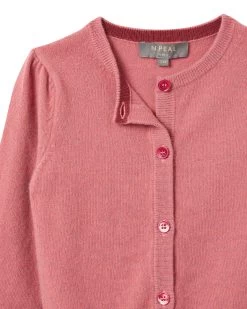 Girls Round Neck Cashmere Cardigan Heather Pink 8 Girls Round Neck Cashmere Cardigan Heather Pink -Cozy Fashion Shop AW21 NPC001802B H19 3