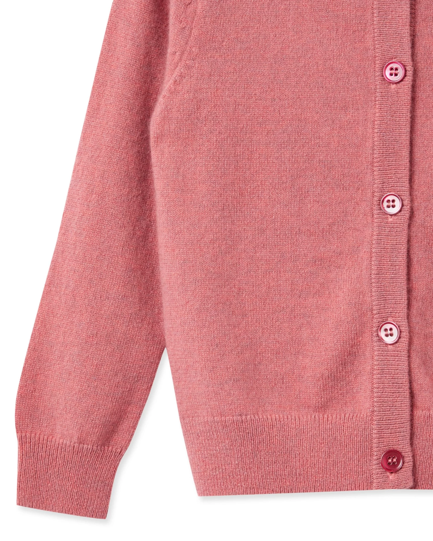 Girls Round Neck Cashmere Cardigan Heather Pink 6 Girls Round Neck Cashmere Cardigan Heather Pink - Image 4