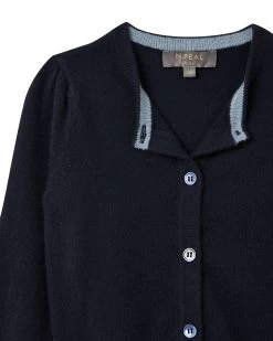 Girls Round Neck Cashmere Cardigan Navy Blue -Cozy Fashion Shop AW21 NPC001802B N69 3 Copy