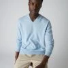 Men's Burlington V Neck Cashmere Jumper Cornflower Blue -Cozy Fashion Shop AW21 NPG000106 C31 1