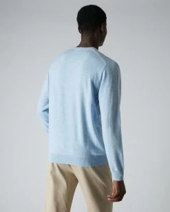 Men's Burlington V Neck Cashmere Jumper Cornflower Blue 10 Men's Burlington V Neck Cashmere Jumper Cornflower Blue -Cozy Fashion Shop AW21 NPG000106 C31 4