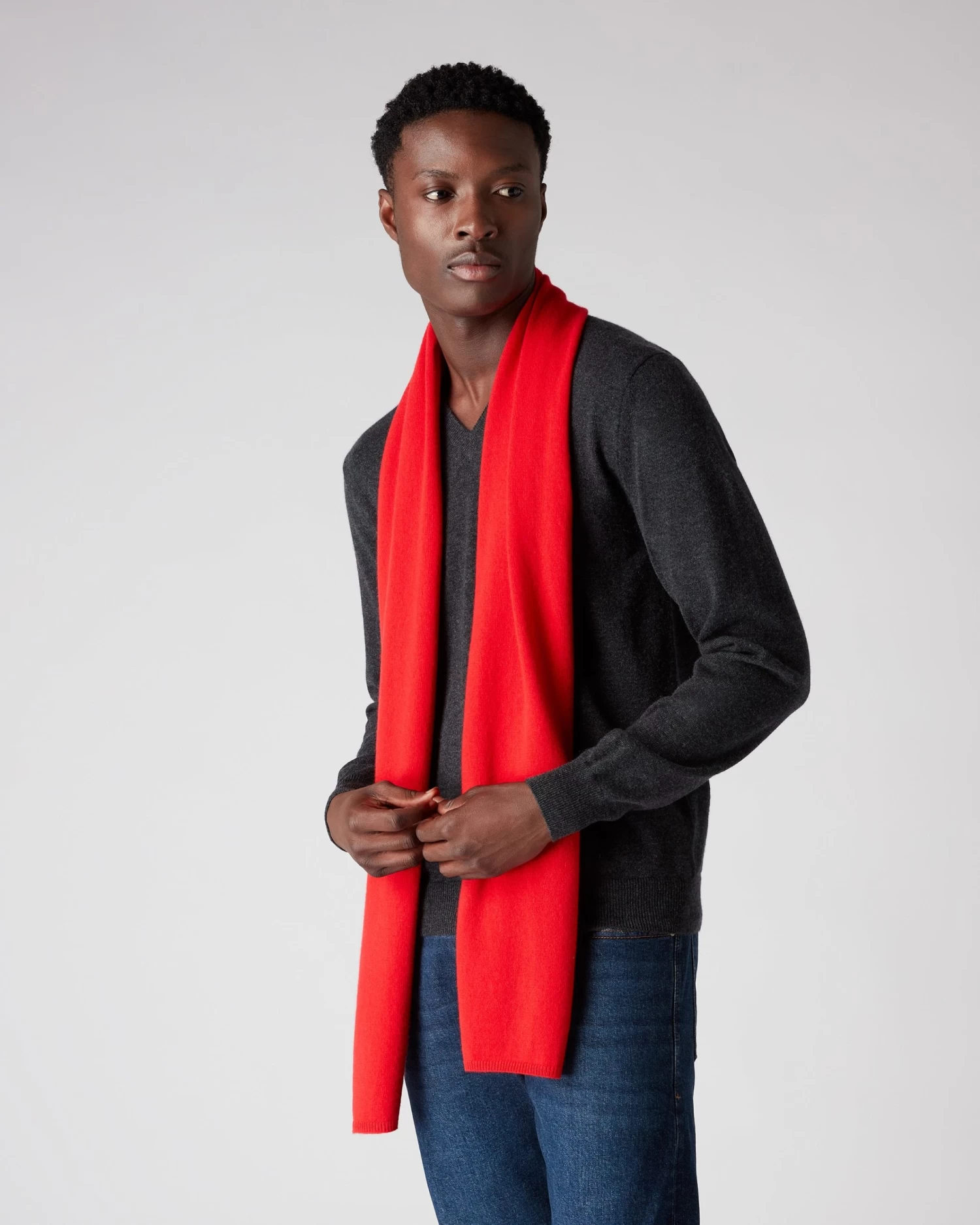 Men's Burlington V Neck Cashmere Jumper Dark Charcoal Grey 7 Men's Burlington V Neck Cashmere Jumper Dark Charcoal Grey - Image 5