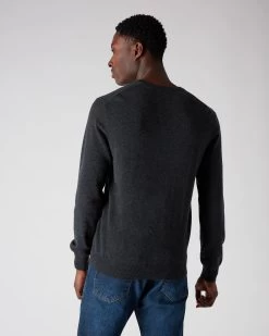 Men's Burlington V Neck Cashmere Jumper Dark Charcoal Grey 10 Men's Burlington V Neck Cashmere Jumper Dark Charcoal Grey -Cozy Fashion Shop AW21 NPG000106 DKC 4