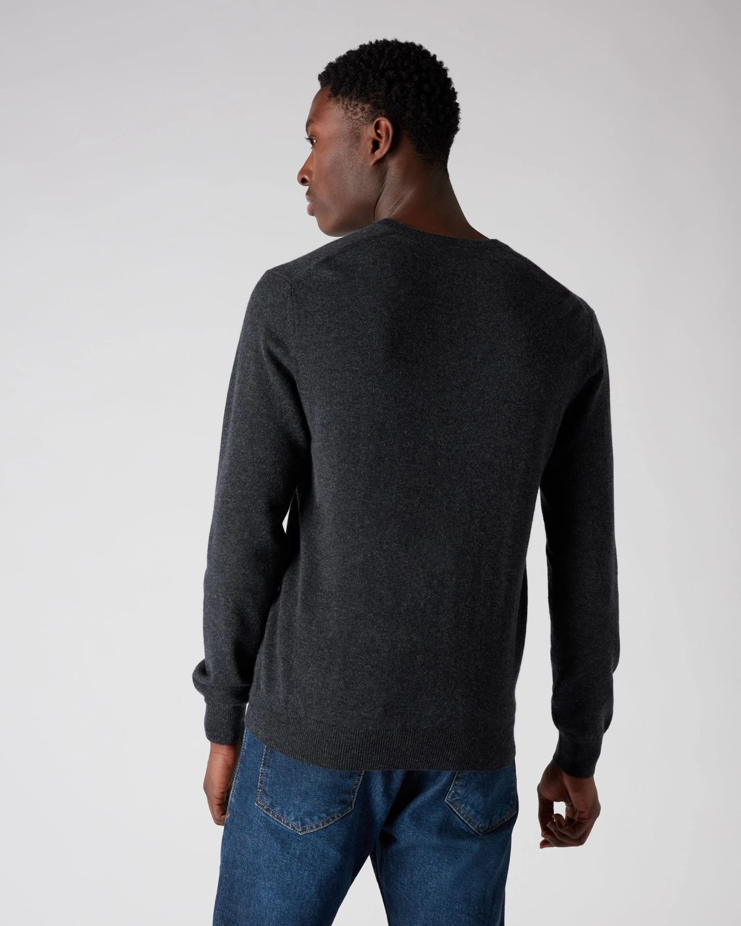 Men's Burlington V Neck Cashmere Jumper Dark Charcoal Grey 6 Men's Burlington V Neck Cashmere Jumper Dark Charcoal Grey - Image 4