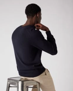 Men's Burlington V Neck Cashmere Jumper Navy Blue -Cozy Fashion Shop AW21 NPG000106 N60 4