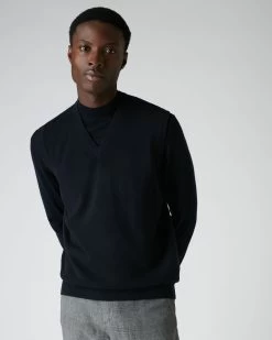 Men's Westminster Cashmere Slipover Navy Blue -Cozy Fashion Shop AW21 NPG000112R N60 5