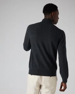 Men's Trafalgar Polo Neck Cashmere Jumper Dark Charcoal Grey -Cozy Fashion Shop AW21 NPG000120R DKC 4