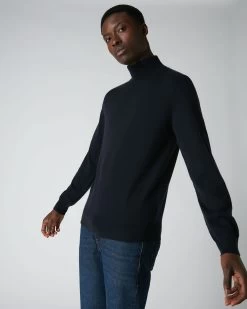 Men's Trafalgar Polo Neck Cashmere Jumper Navy Blue